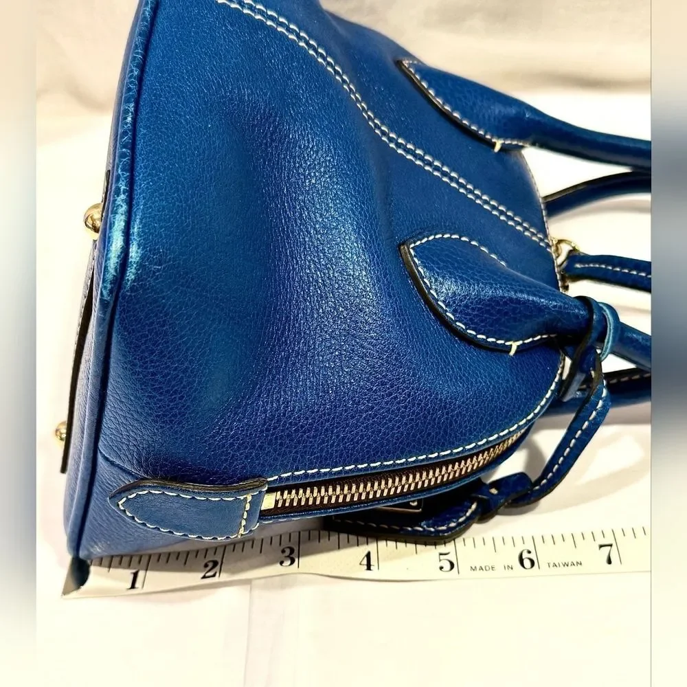 Dooney & Bourke Vintage Designer Lucca Y2K Blue Leather Satchel Purse Handbag